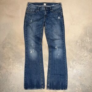 Silver Jeans Aiko Bootcut Women 30x33 Medium Wash Distressed Denim L9538SCM224
